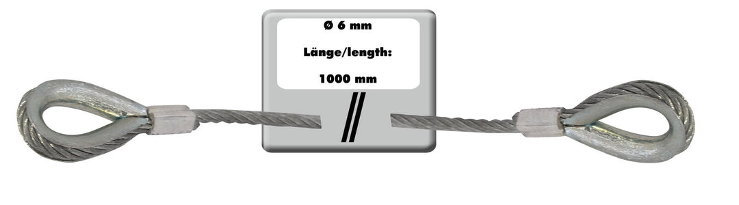 EUROLITE ståltau 1000x6mm sølv med kaus