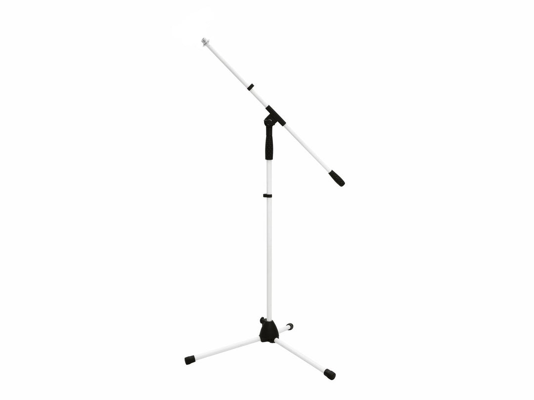 OMNITRONIC sett med mikrofonstativ MS-1W med bom, hvit + veske