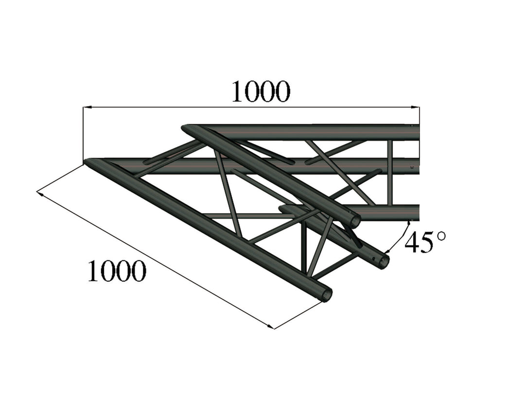 ALUTRUSS TRILOCK S-PAC 19 2-veis hjørne 45° svart