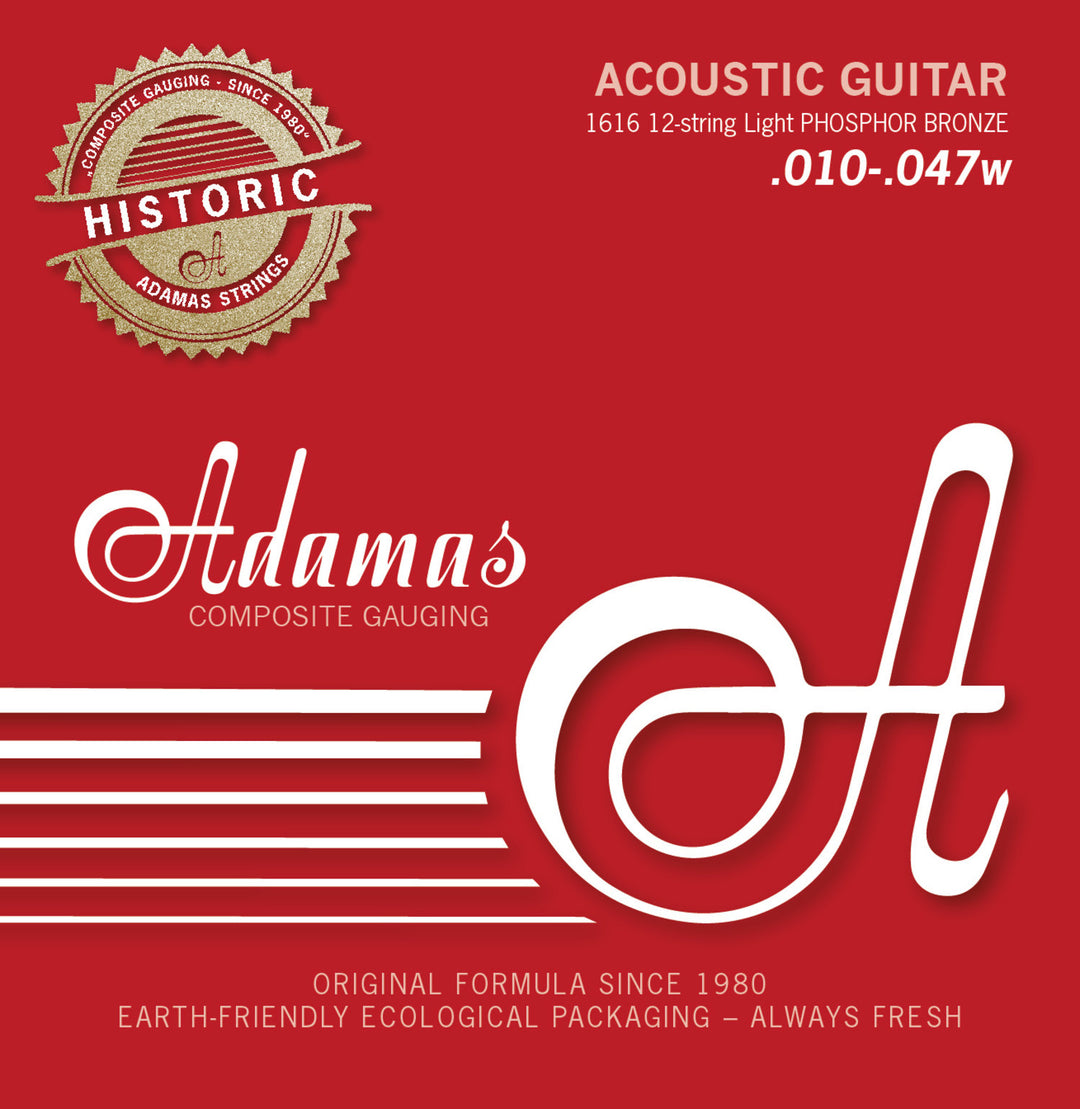Adamas strenger for akustiske Gitarer Adamas Historic Reissue Phosphor Bronze - 12-str. Light .010-.047 (1616)