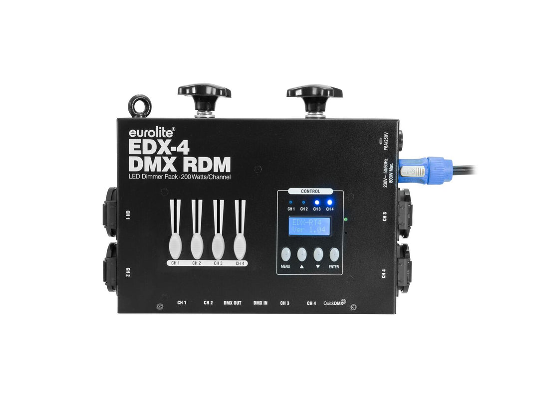 EUROLITE Set 4x PAR-30 Spot bk dim2warm + EDX-4 DMX RDM LED dimmerpakke