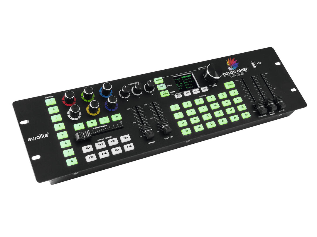 EUROLITE sett 4x LED SLS-7 HCL Floor + 2x LED FE-700 + DMX LED Color Chief-kontroller