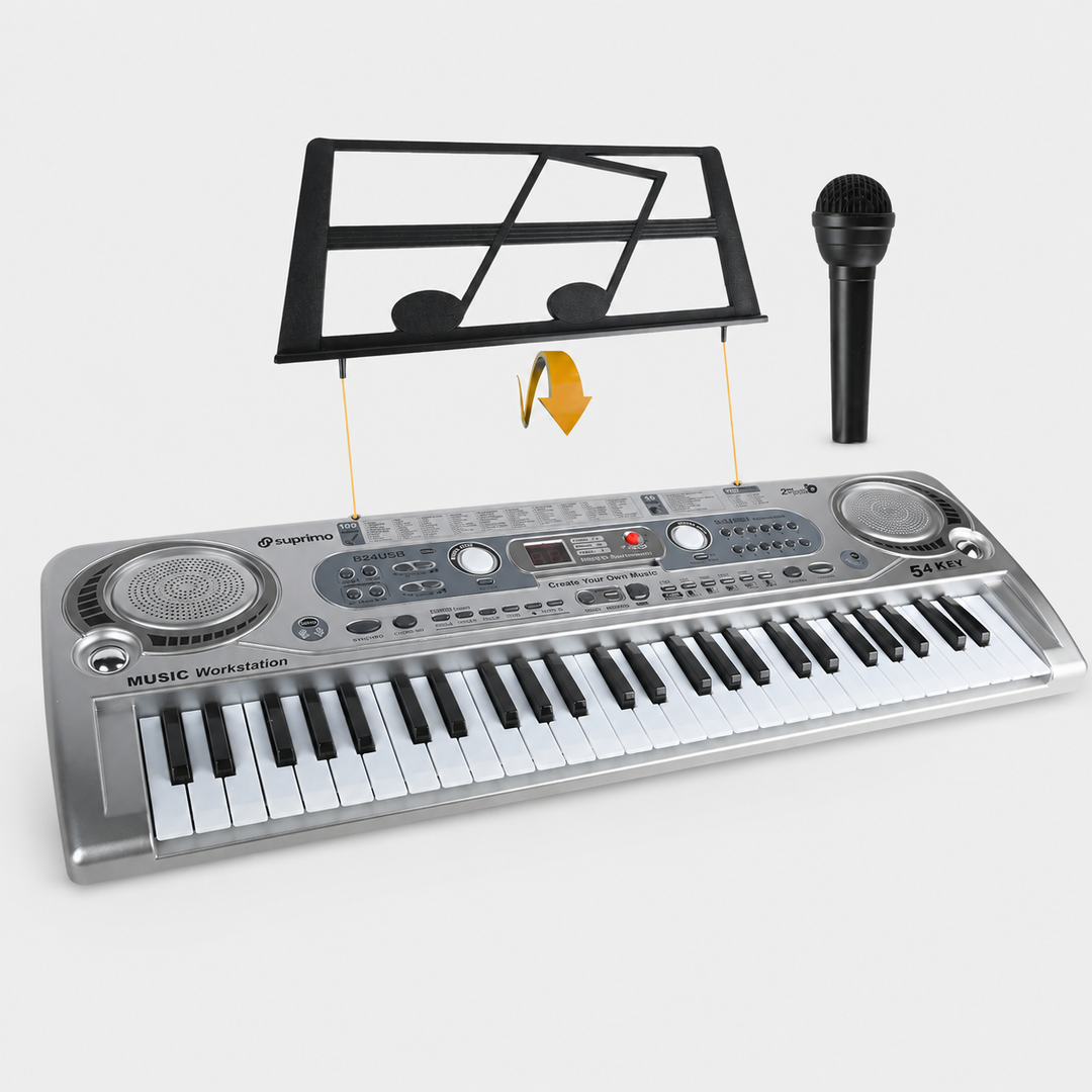 SUPRIMO 824 USB Keyboard med mikrofon, MP3-spiller og notestativ