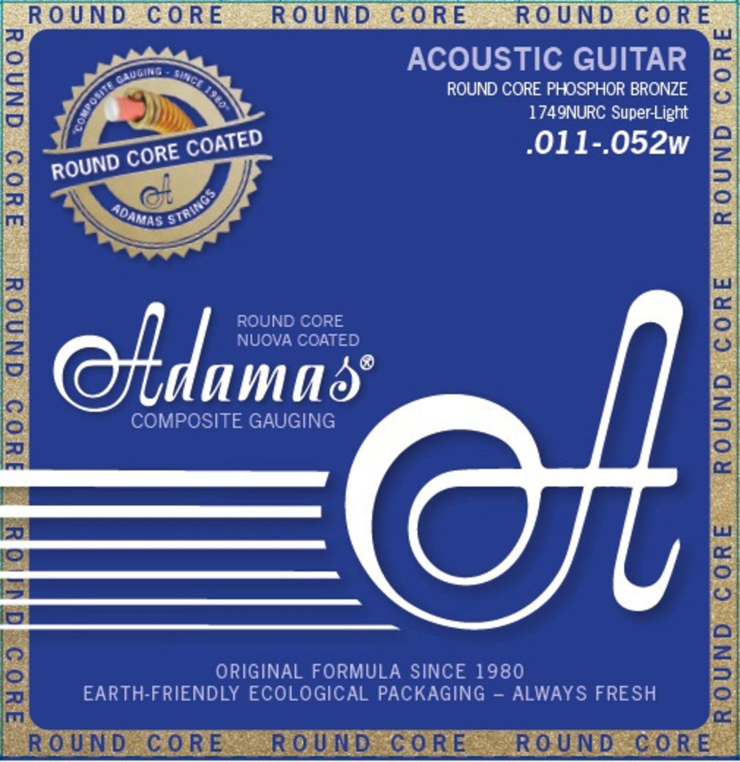 Adamas strenger til akustisk gitar Nuova Phosphor Bronze belagt rundkjerne - Super Light .011-.052 (1749NURC)