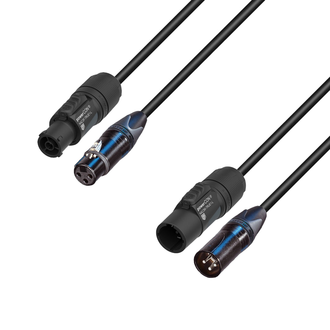 Adam Hall Cables 5 STAR H TCON D 0300 - Hybridkabel | Strøm og DMX | Neutrik® XLR 3-polet x TRUE1® | 3 m