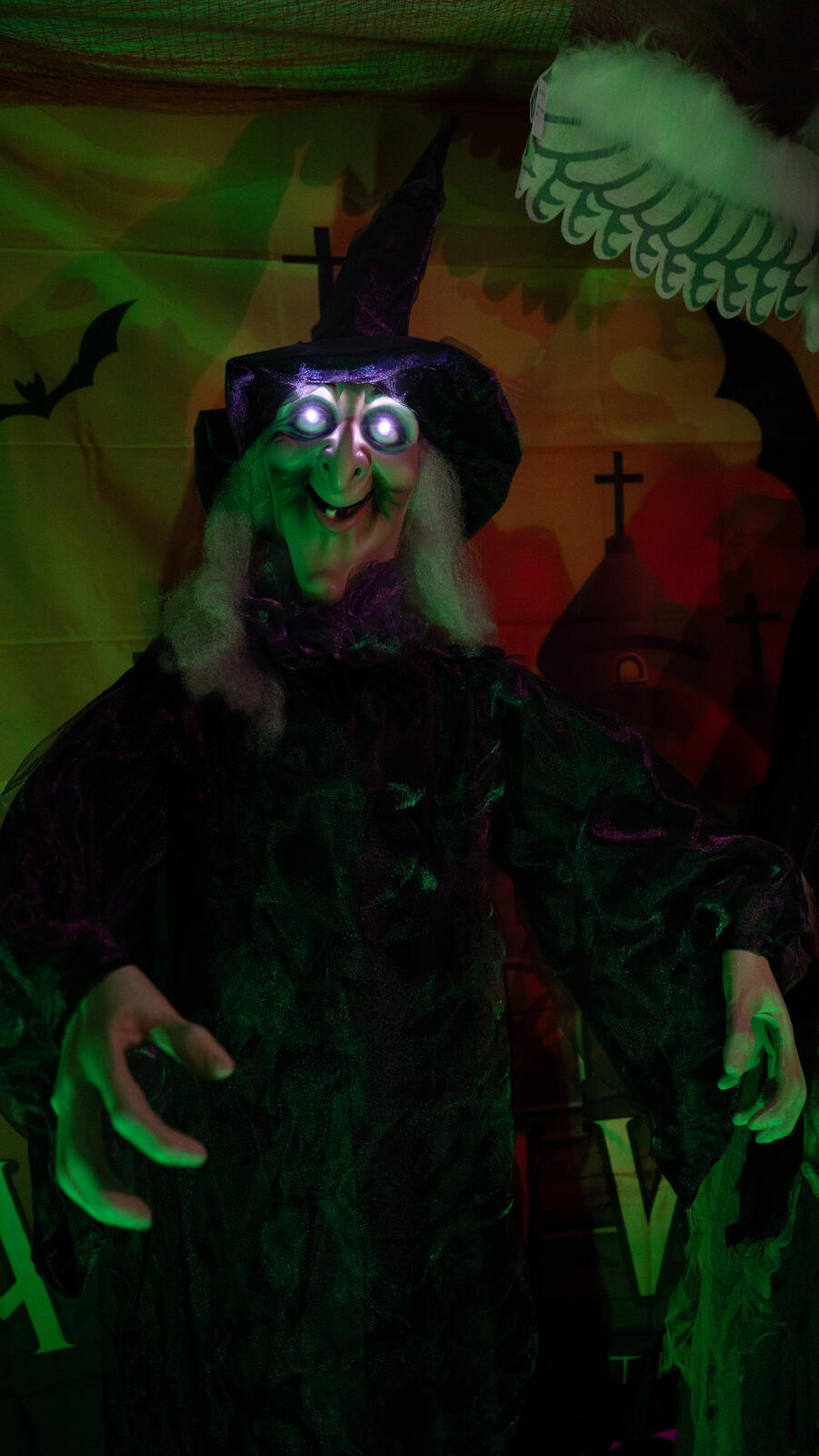 Halloween-figur heks, animert, 175 cm