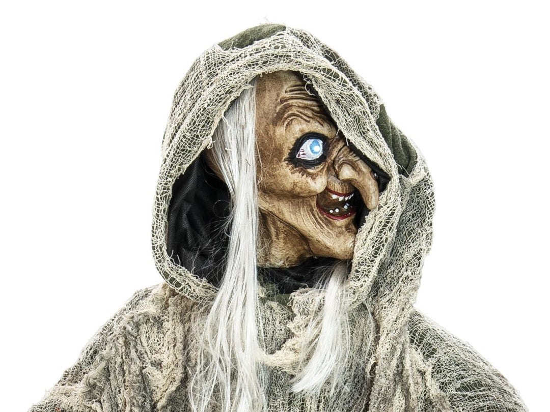 Halloween heks, grøn, animeret, 145 cm