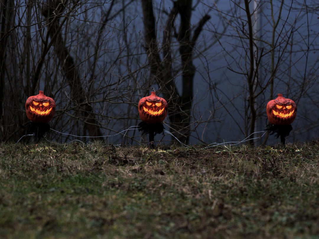 Halloween-græskar med jordspyd, 3 stk., 39 cm