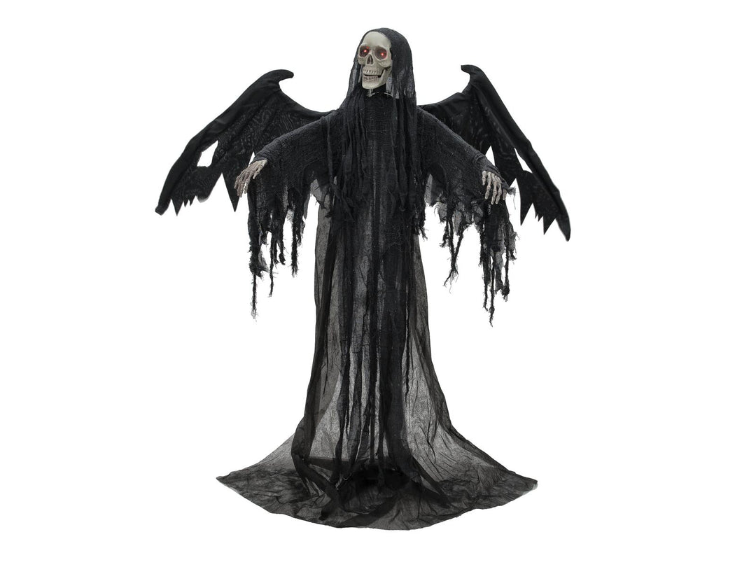 Halloween sort engel, animeret, 175 cm