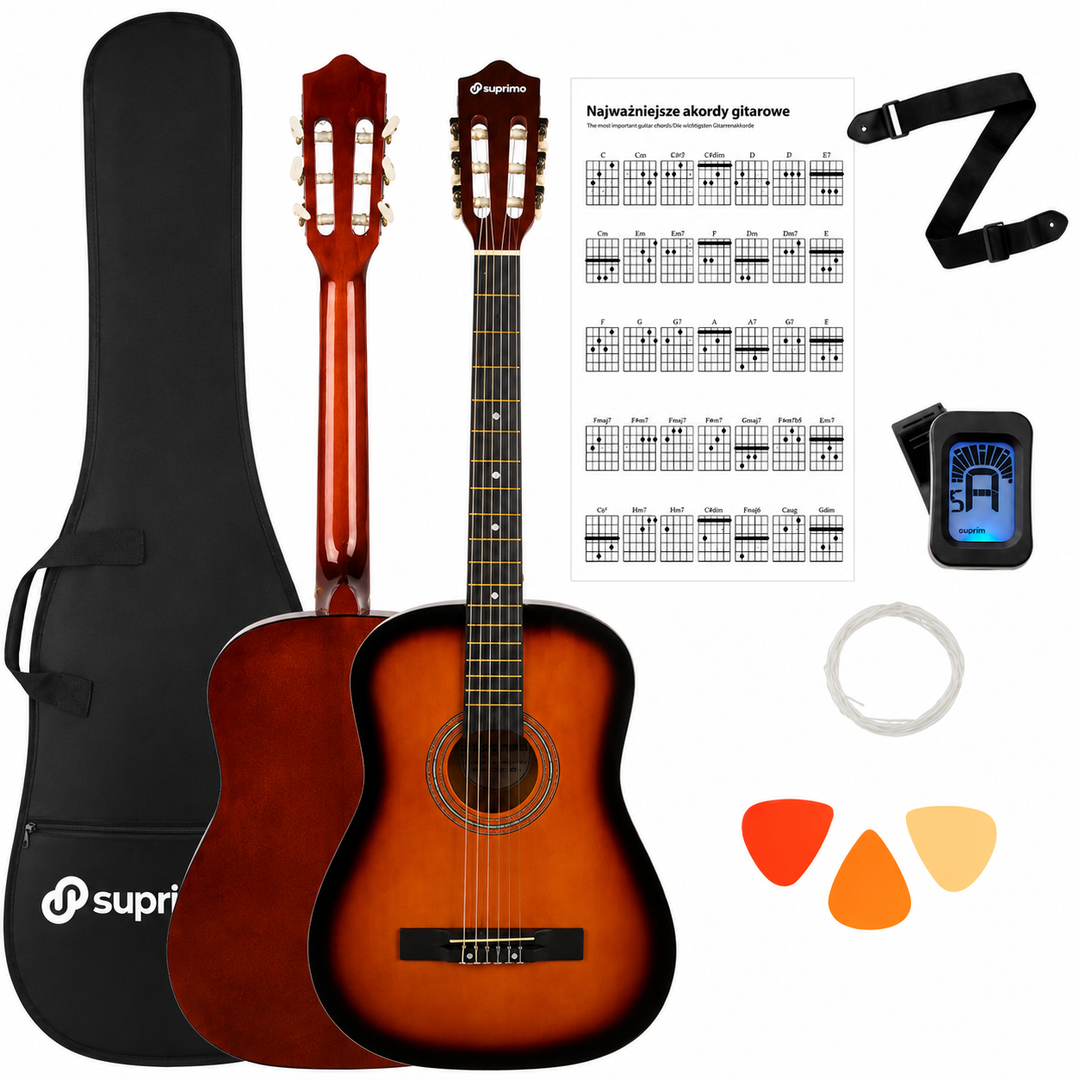 SUPRIMO CGS3 SB klassisk gitarpakke 4/4, sunburst