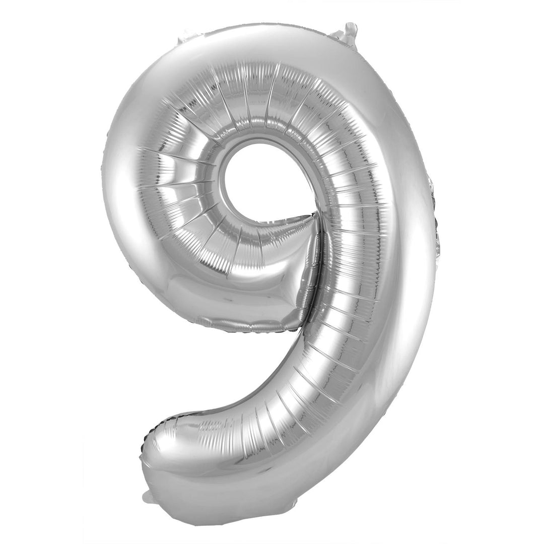 9-formet tallfolieballong (sølv, 86 cm)