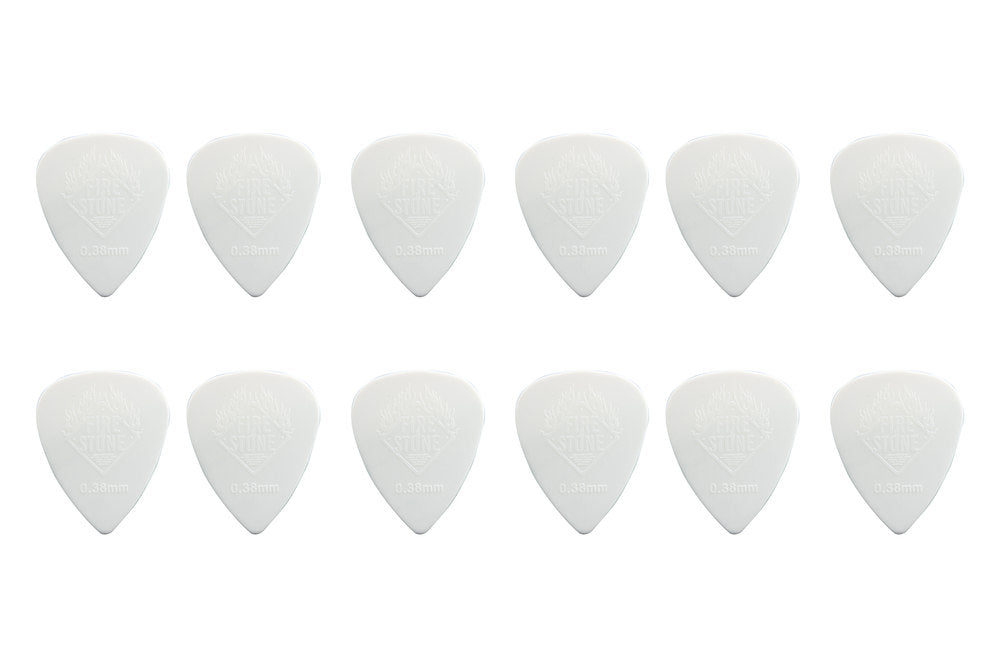 Fire & Stone Nylon plekter 0,38 mm, hvit, 12 stk.