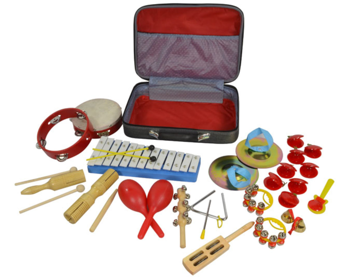 Multi Percussion sett med 17 deler og boks