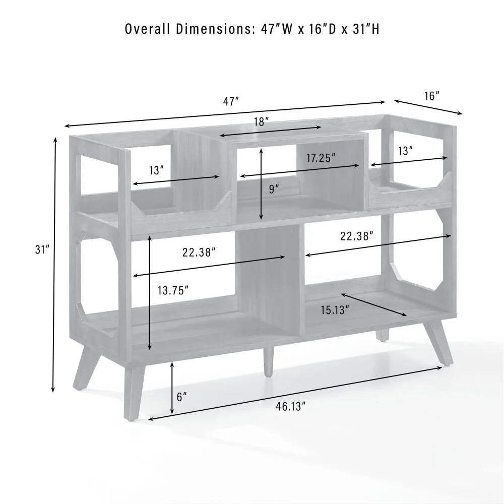 Crosley Asheville stort platespillerstativ med oppbevaring for vinylplater