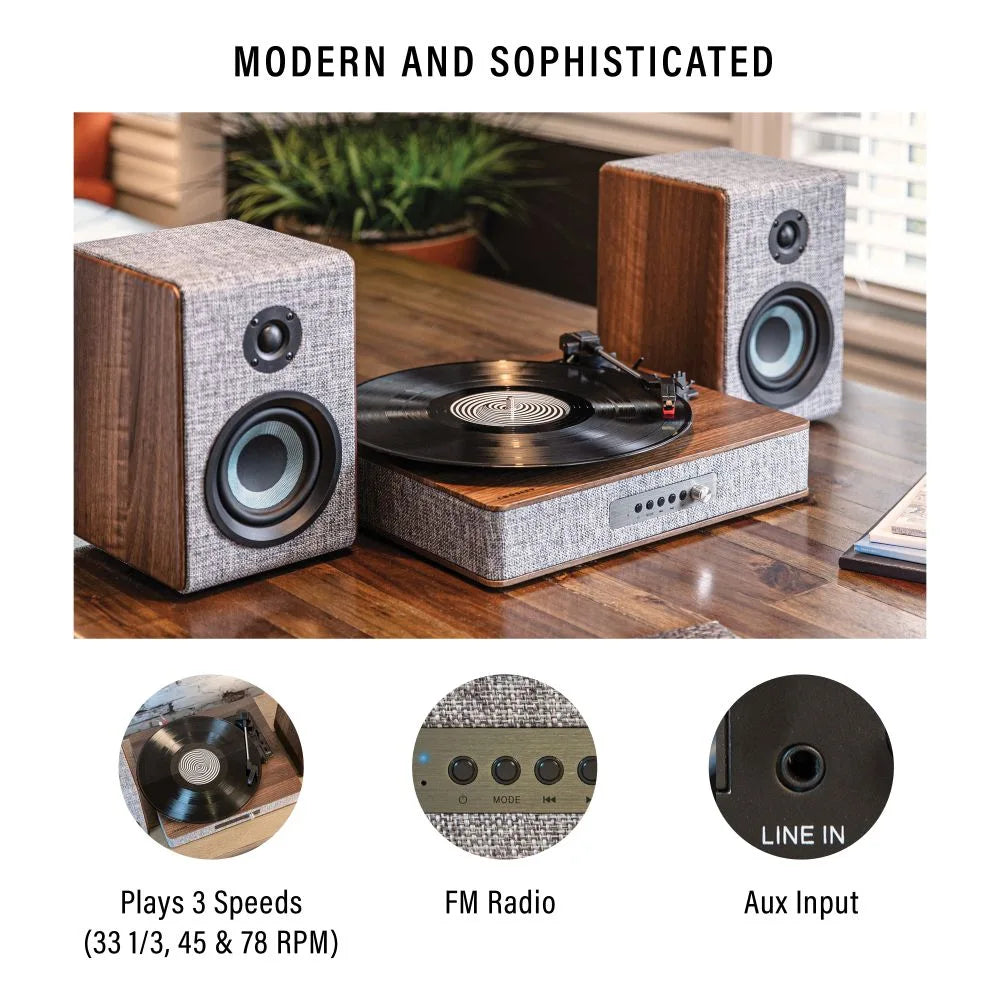 Crosley Arya platespiller med høyttalere, Grå