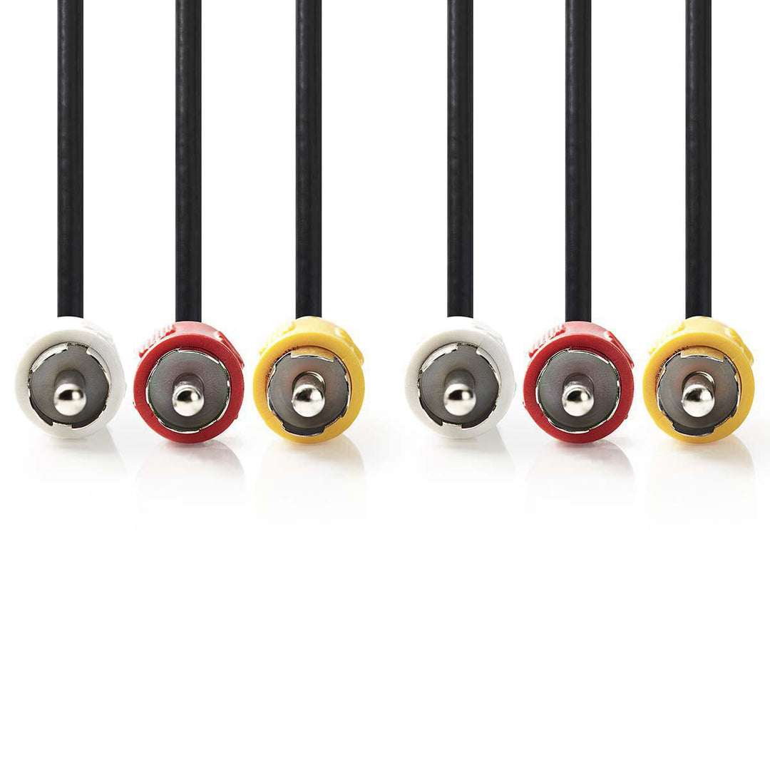Kompositt videokabel, 3 x RCA hannkontakter / 3 x RCA hannkontakter, 1,5 m.