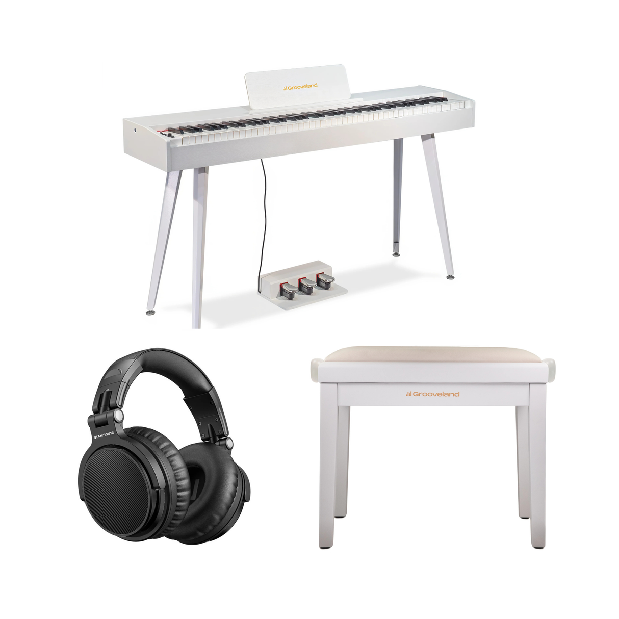 Grooveland DDP-140 El Piano (Hvit) Bundle
