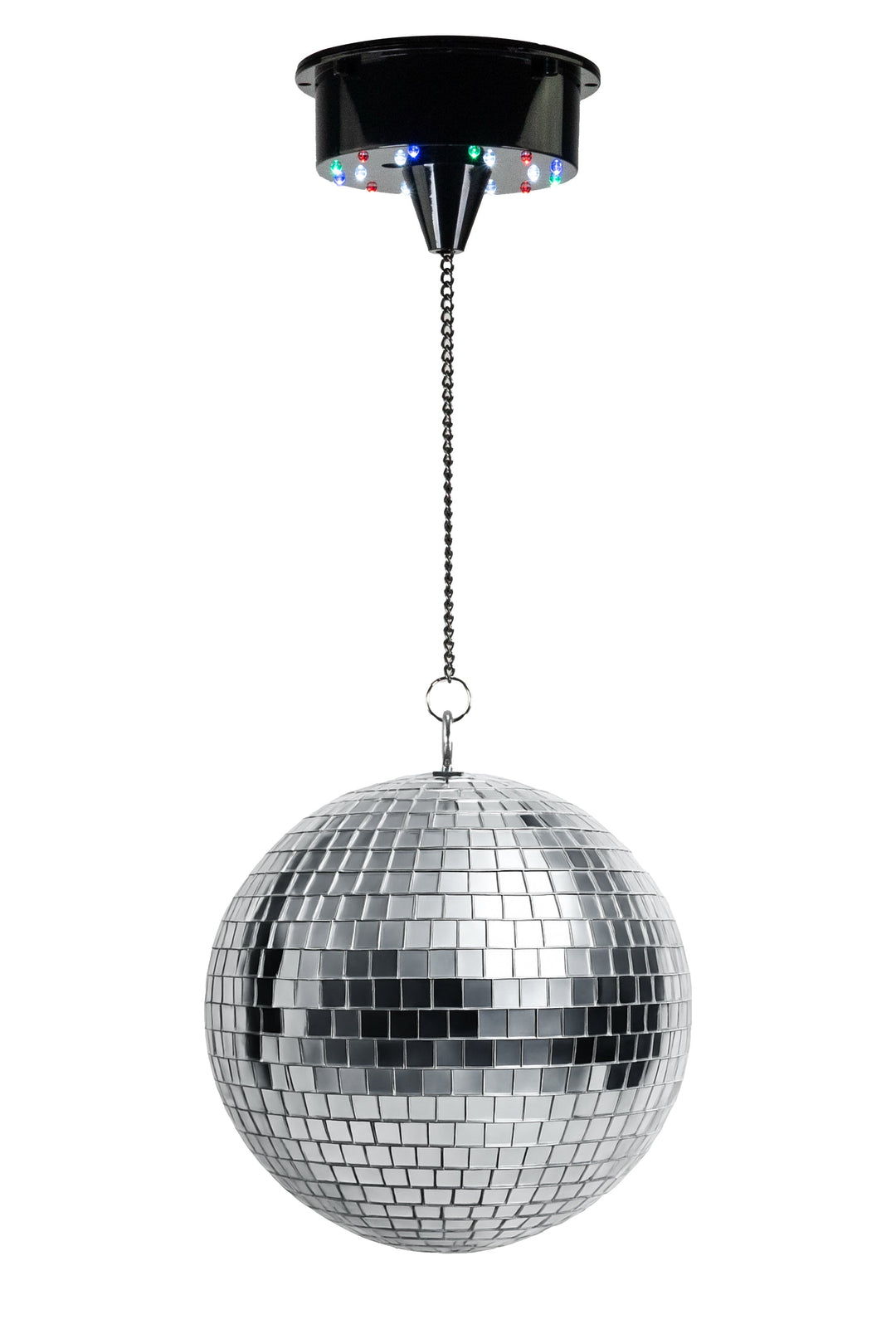 Batteridrevet diskokule m. LED (20 cm) & pinspot