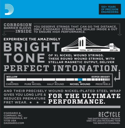 Daddario EXL110-3D gitarstrenger 3-pack (vanlig lys 10-46)