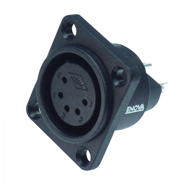 Enova 5-pins XLR hunn chassisplugg, sort IP67 Outdoor