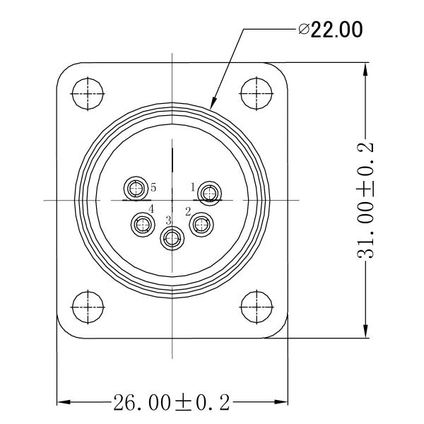 Enova 5-pins XLR hann chassisplugg, sort IP67 Outdoor