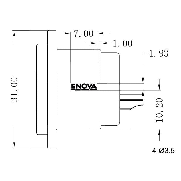 Enova 5-pins XLR hann chassisplugg, sort IP67 Outdoor