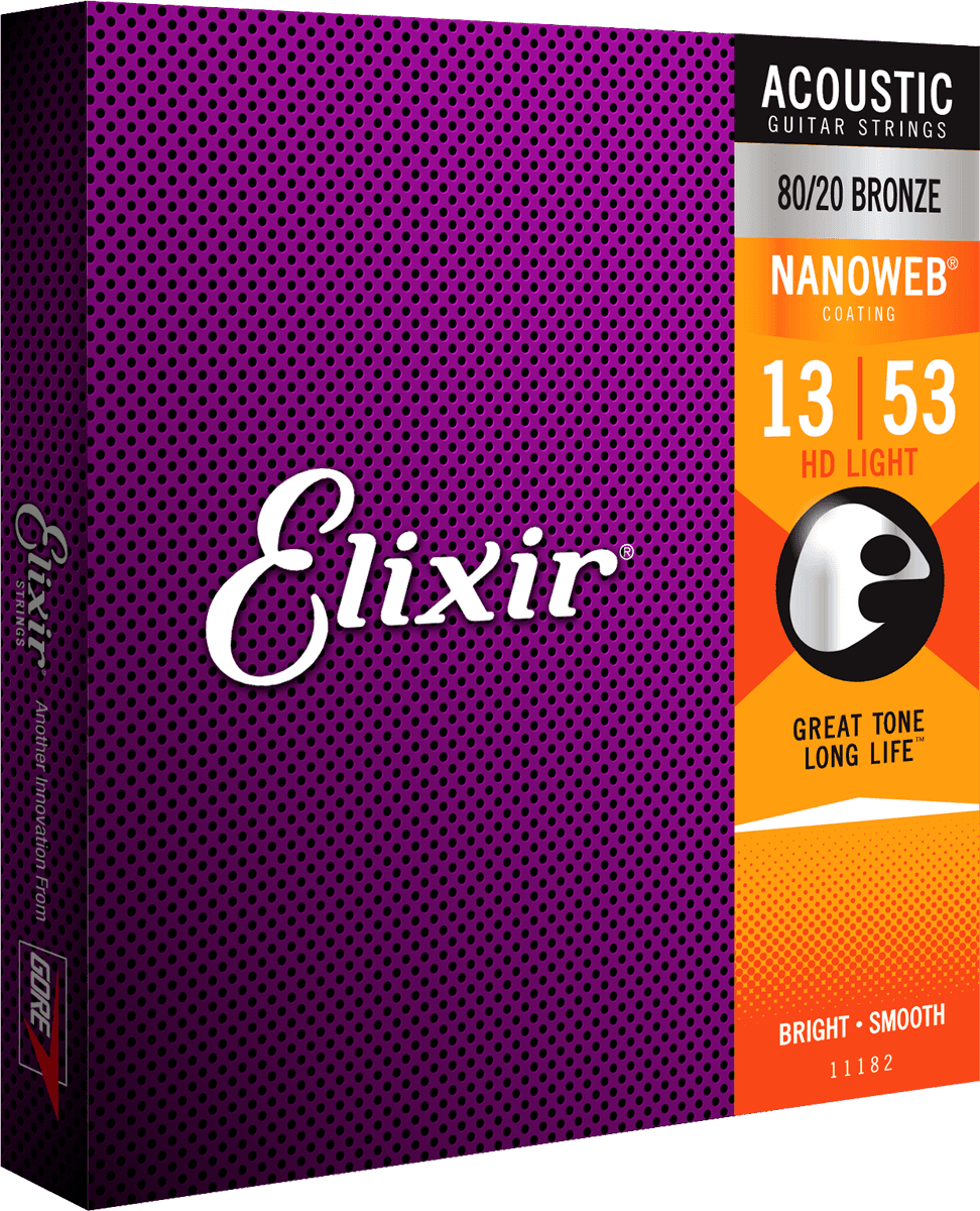 Elixir Nanoweb Bronze 80/20 gitarstrenger (HD Light, 13-53)
