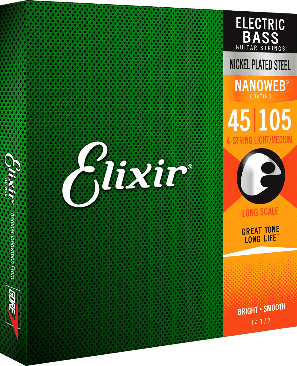 Elixir Nanoweb Nikkel Bass Strings (Medium, 45-105)