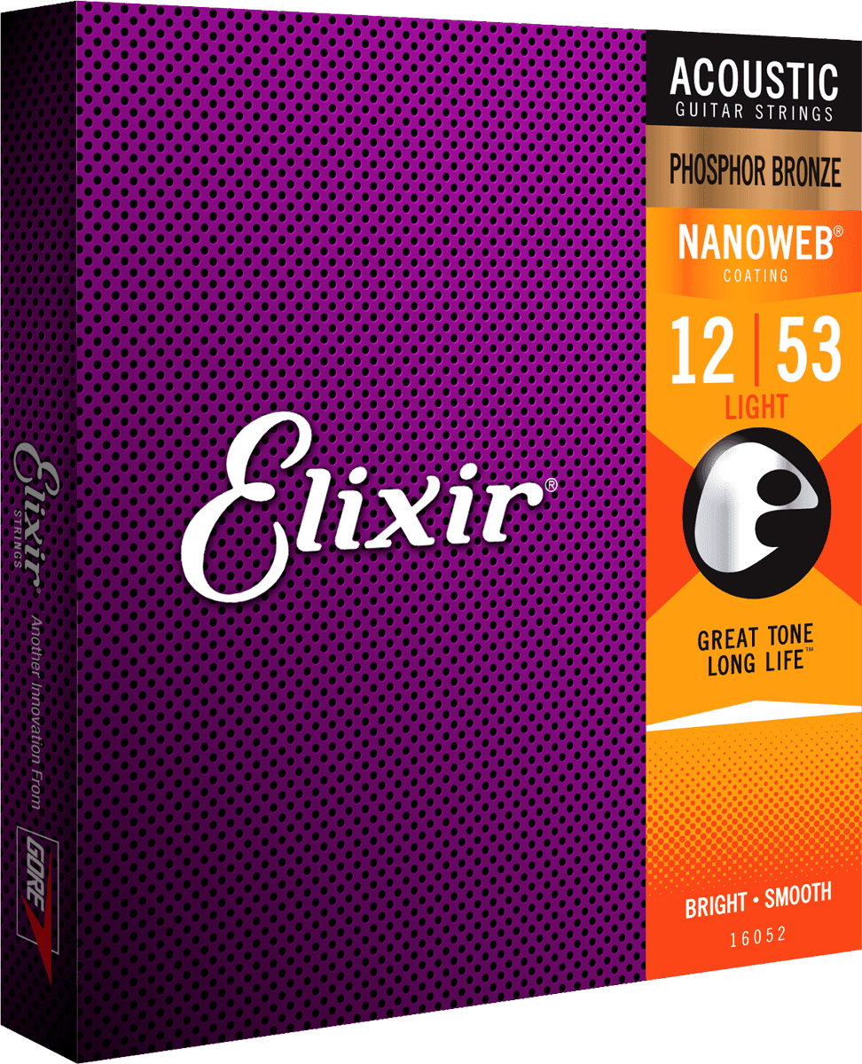 Elixir Nanoweb Phosphor Bronze gitarstrenger (Light, 12-53)