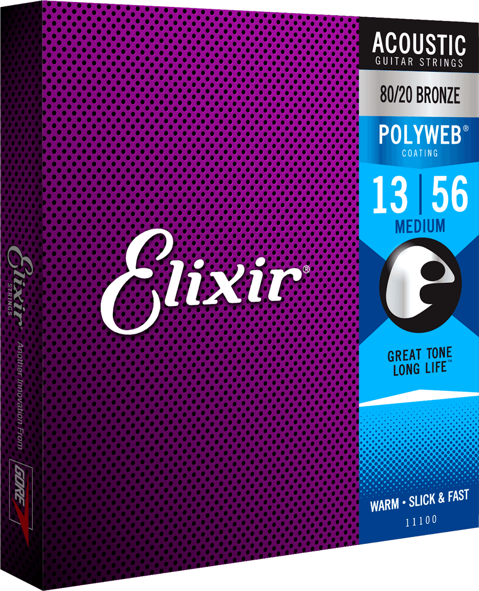 Elixir Polyweb Bronze 80/20 gitarstrenger (medium, 13-56)
