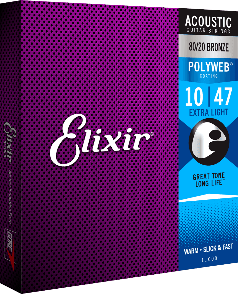 Elixir Polyweb Bronze 80/20 gitarstrenger (ekstra lette, 10-47)