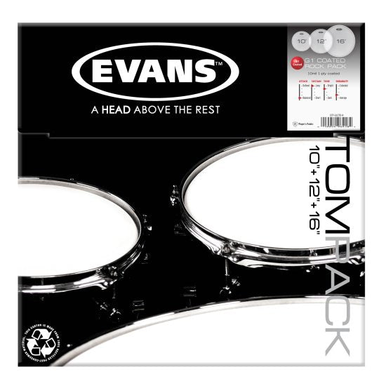 Evans G1 Lærpakke Rock Set Coated - 10", 12", 16"