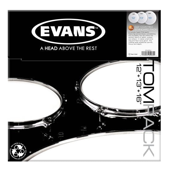 Evans G2 skinnpakke Standard sett belagt - 12", 13", 16"