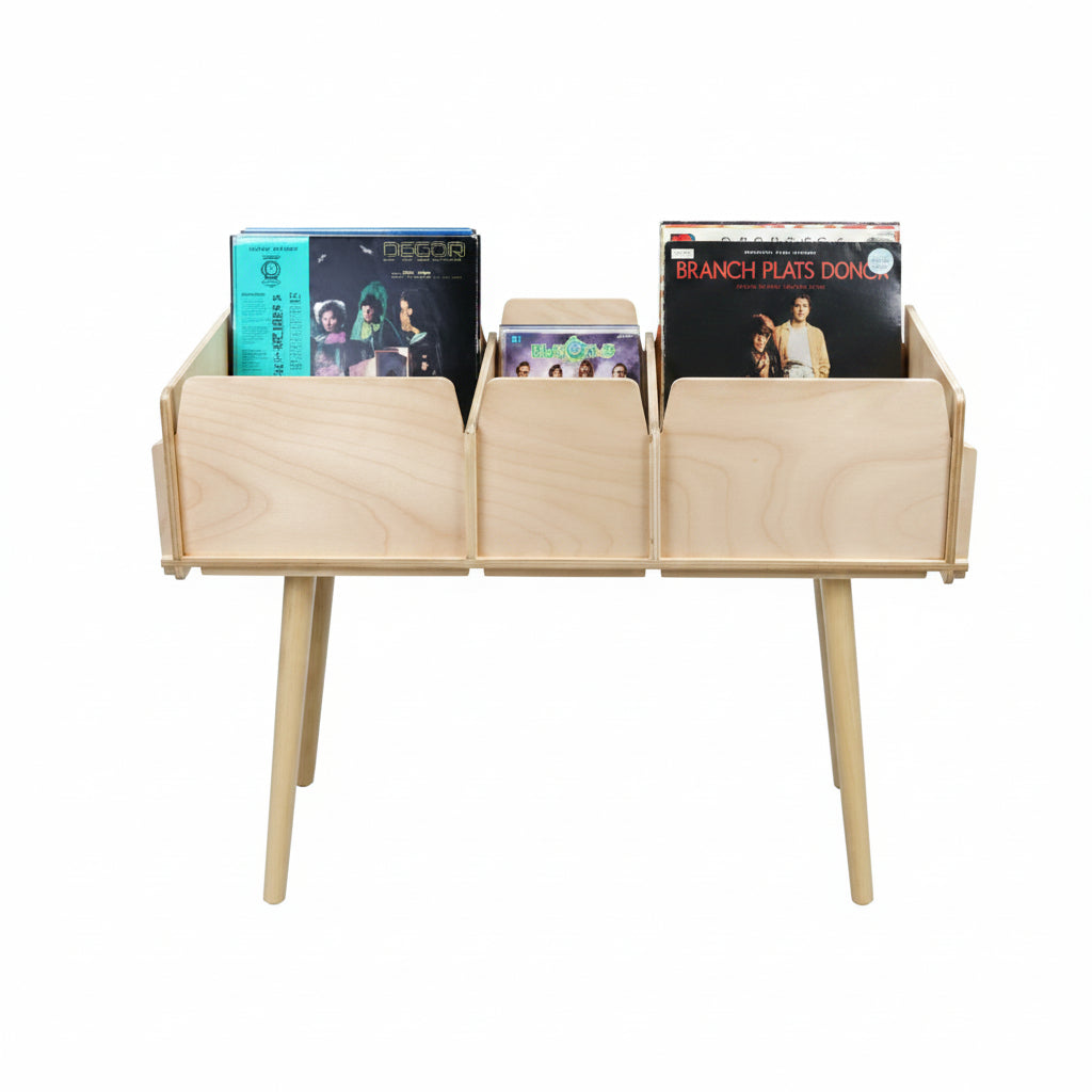 Vinylboks med ben og 3 rom i tre