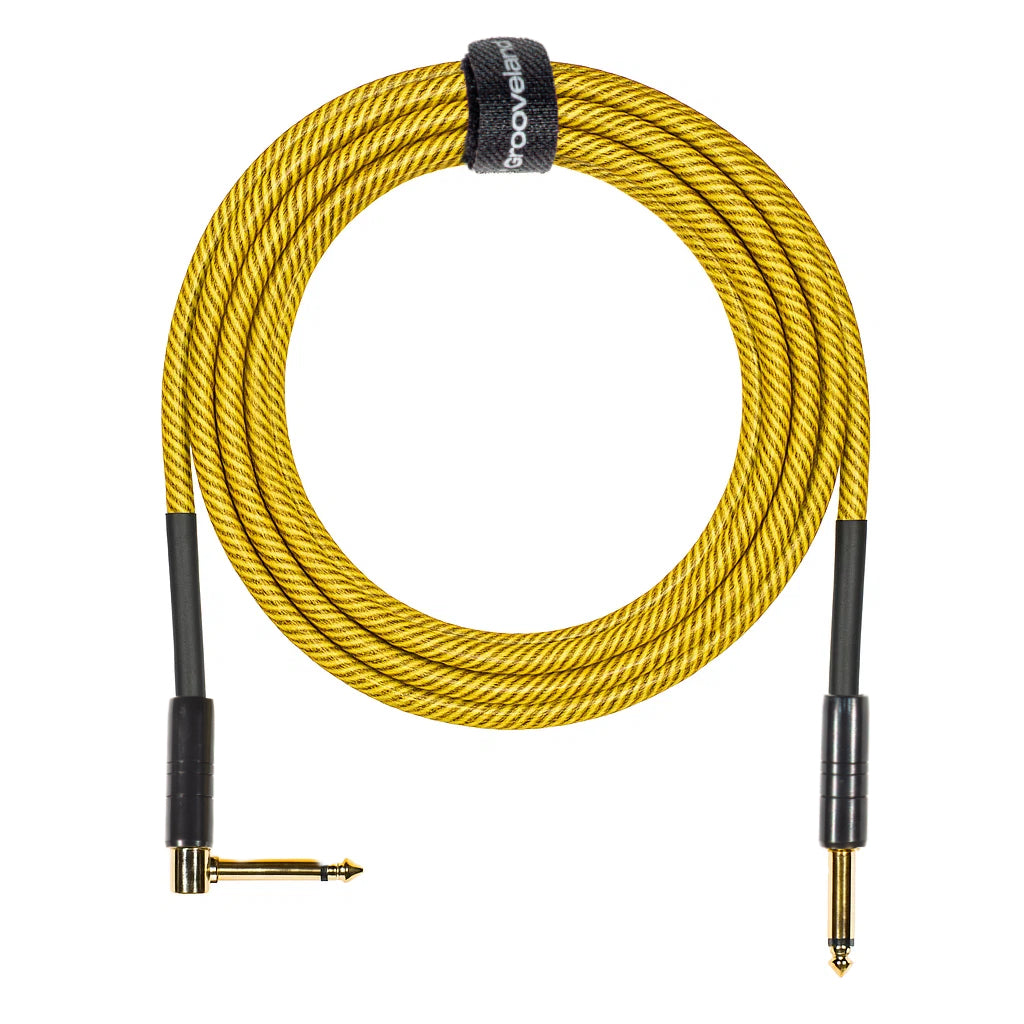 Grooveland Tweed Vinkel Gitar kabel (6m - Gul)