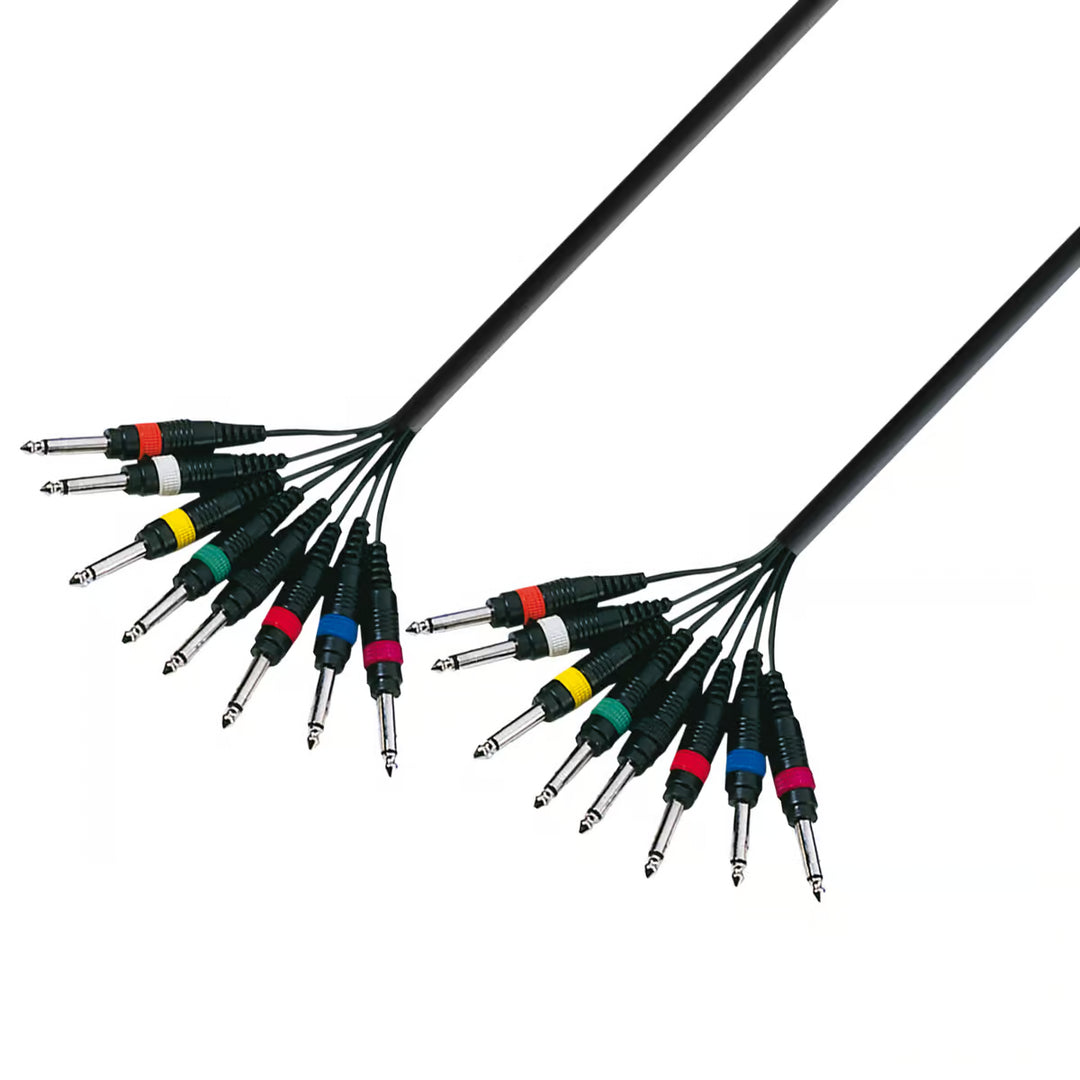 Multikabler 8 x 6.3 mm Jack mono til 8 x 6.3 mm Jack mono (5m)