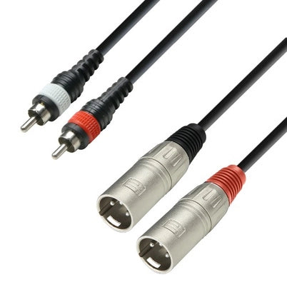 XLR hann til Phono stereokabel (3m)