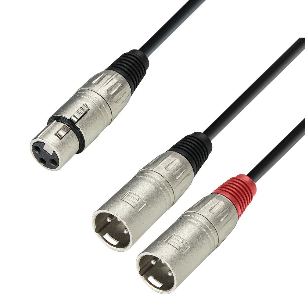 Split Kabel 1x XLR hun til 2x XLR Han (1m)