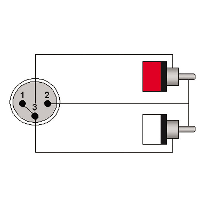 Adapterkabel XLR hann til 2 x RCA Phono hann