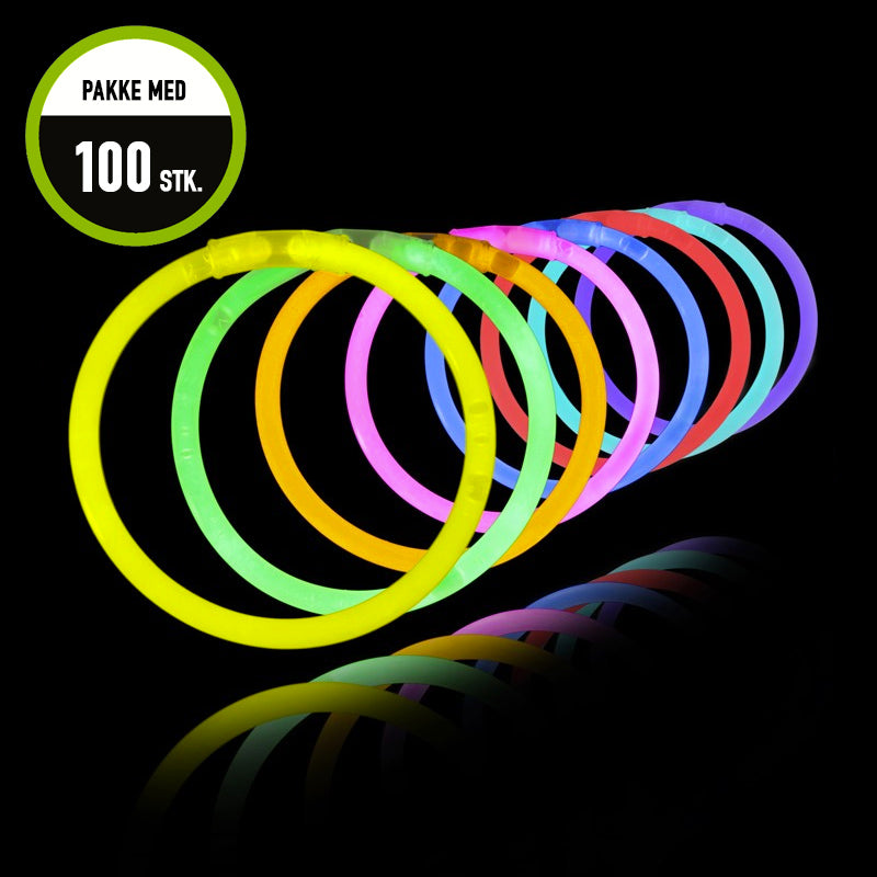 Glowstick armbånd 100 stk. (ensfargede)