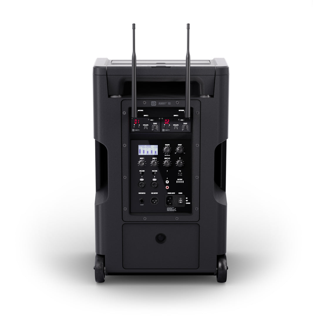 LD Systems ANNY® 10 BPH 2 B5 - 10" bærbart, batteridrevet Bluetooth® PA-system med mixer og 2x headsetmikrofoner (inkl. bodypacks)