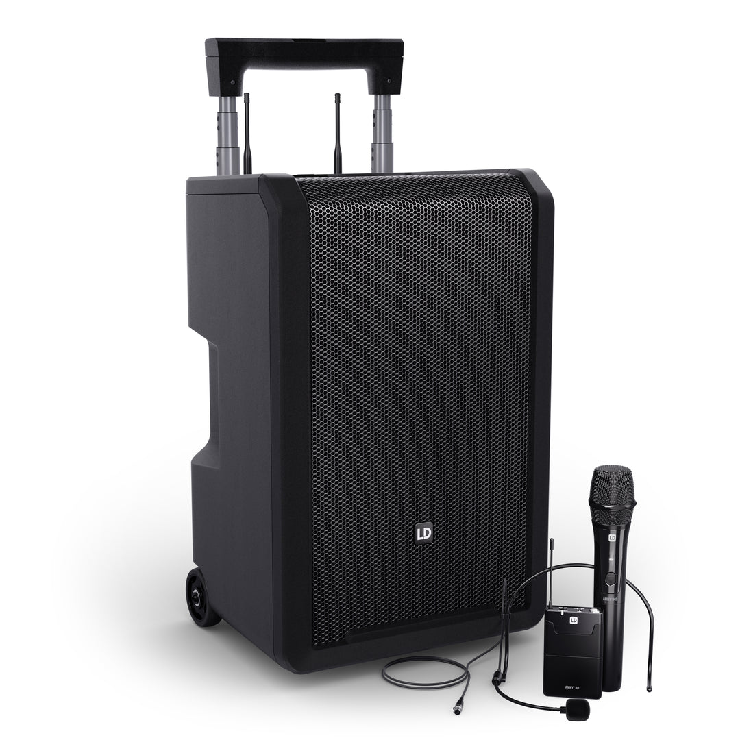 LD Systems ANNY® 10 HBH 2 B6 - 10" bærbart, batteridrevet Bluetooth® PA-system med mixer, 1x trådløs håndholdt og 1x headsetmikrofon (inkl. bodypack)
