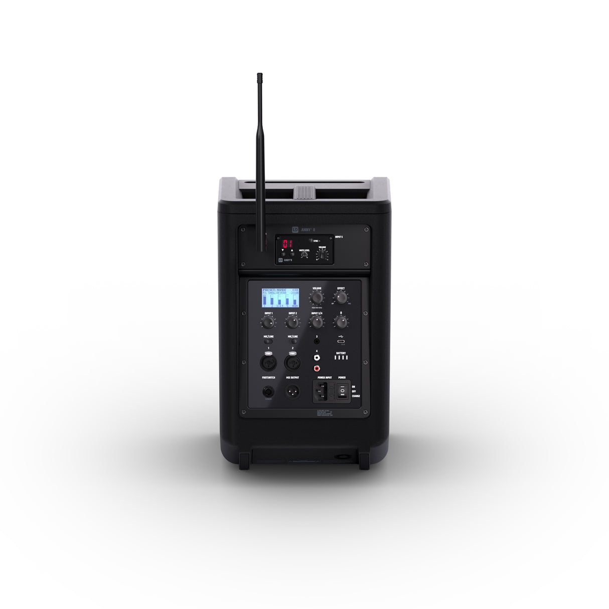 LD Systems ANNY® 8 BPH B6 - Bærbar batteridrevet Bluetooth® PA-høyttaler med mikser og 1x headset-mikrofon (inkl. bodypack), Stage Black