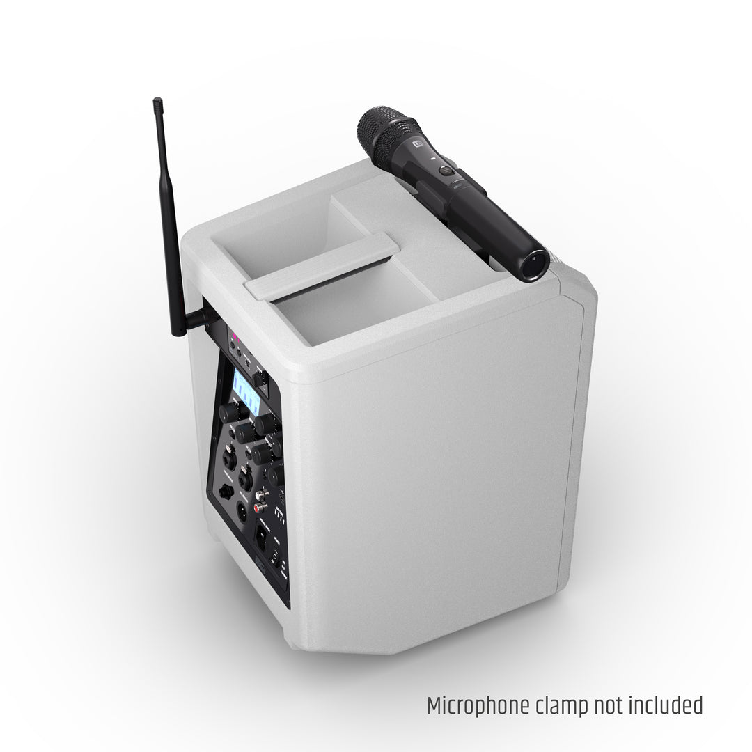 LD Systems ANNY® 8 HHD B6 W - Bærbar batteridrevet Bluetooth® PA-høyttaler med mikser og 1x trådløs håndholdt mikrofon, Ren hvit