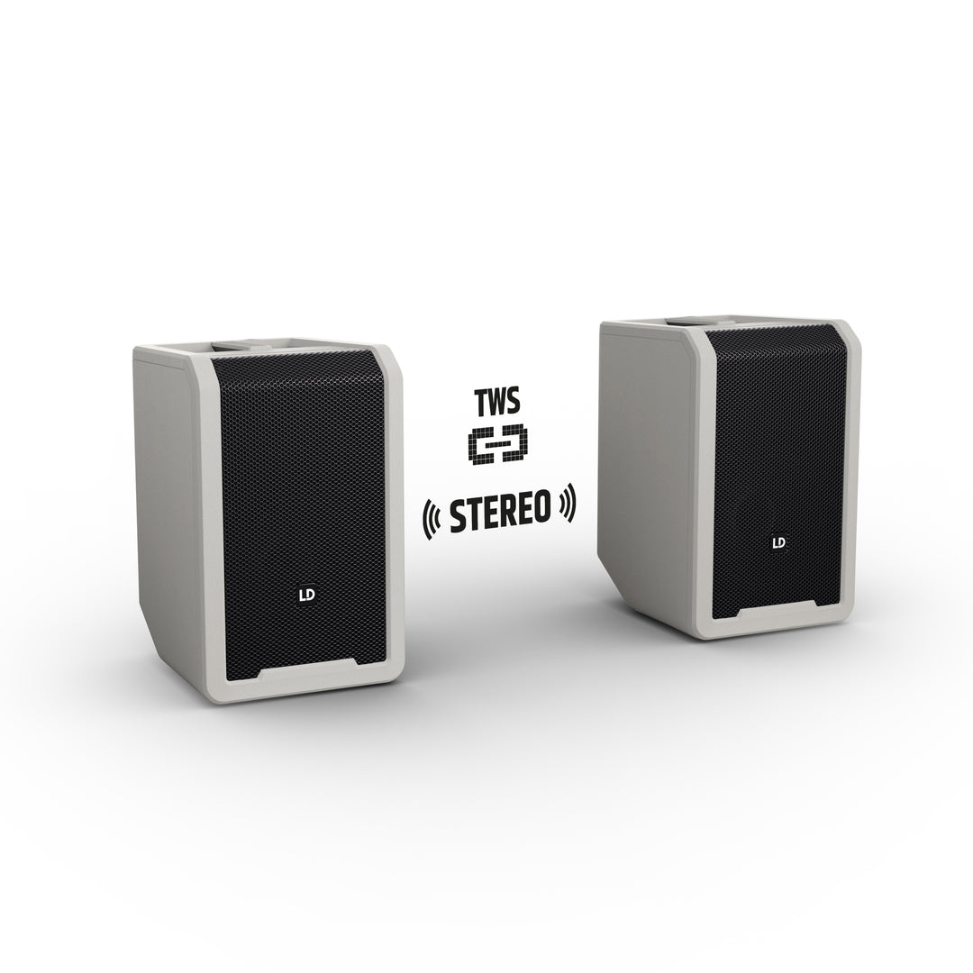 LD Systems ANNY® 8 HHD B8 G - Bærbar batteridrevet Bluetooth® PA-høyttaler med mikser og 1 trådløs håndholdt mikrofon, Urban Grey