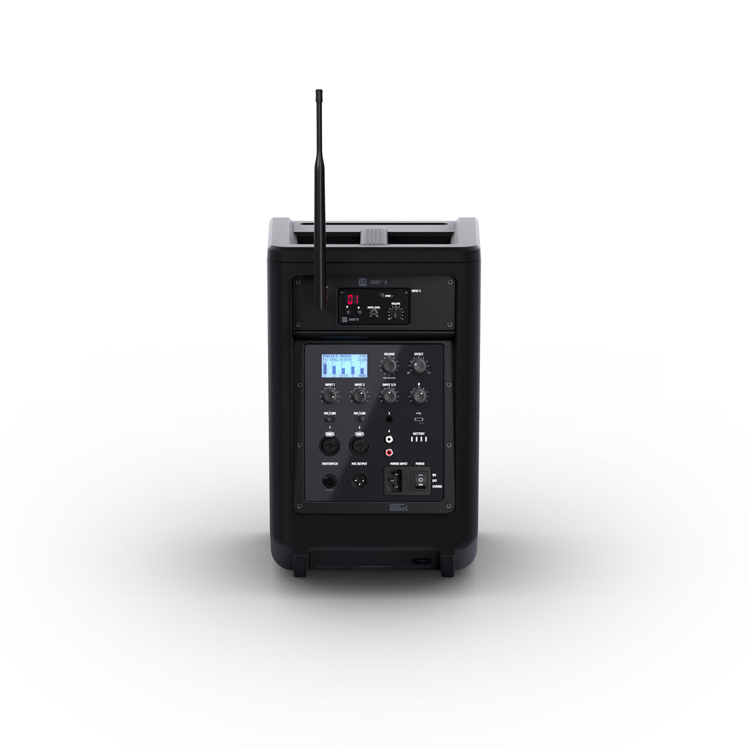 LD Systems ANNY® 8 HHD B8 - Bærbar batteridrevet Bluetooth® PA-høyttaler med mikser og 1 x trådløs håndholdt mikrofon, Stage Black