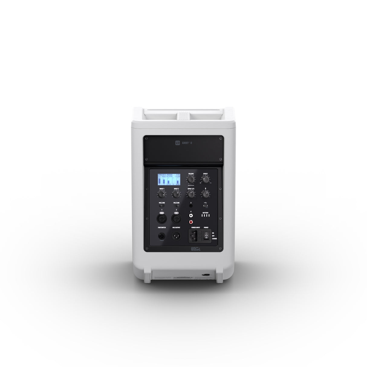 LD Systems ANNY® 8 W - Transportabel batteridrevet Bluetooth® PA-høyttaler med mikser, ren hvit