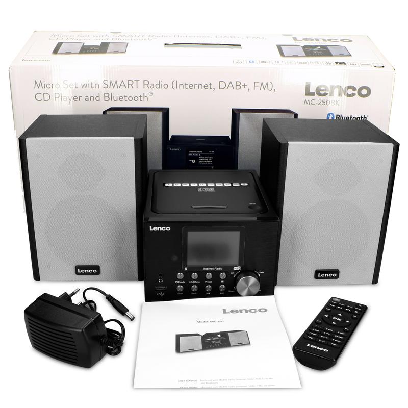 Lenco MC-250 MicroSet Mini Stereo og Internett- Radio (svart/sølv)