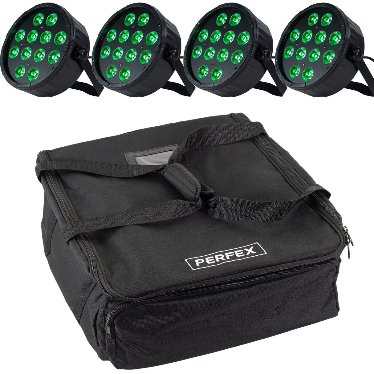 Marconi Polaris 12x12W RGBW Parlampe 4 stk. Bundle med veske