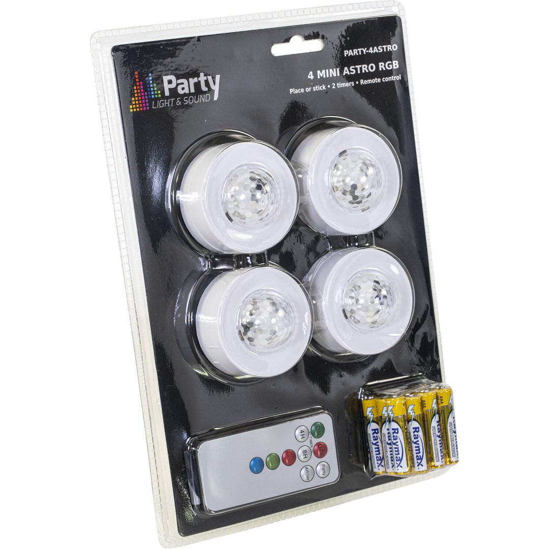 Mini astroeffekt med batteri (4-pak)